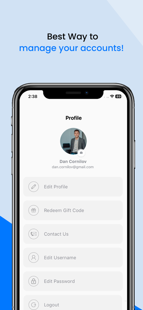 User profile and account management screen in the Living Logos Mobile app
