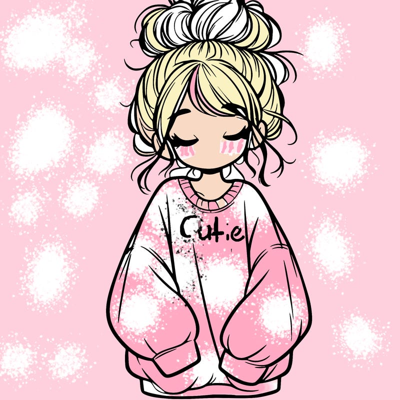 girl with baggy sweatshirt and messy bun