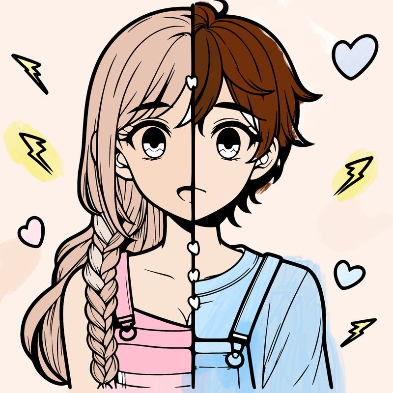 realistic girl boy split