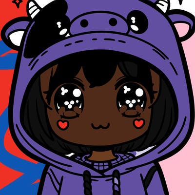 kawaii girl with cow hoodie