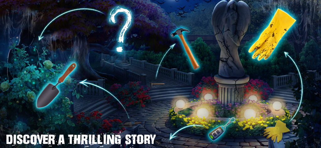 Amnesia－Escape Room Detective - Hidden object puzzle in a mysterious night garden from Amnesia Escape Room game