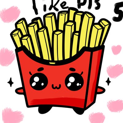 a cute. french fries