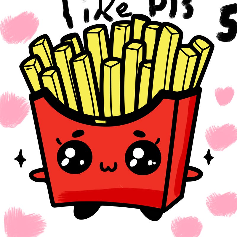 a cute. french fries