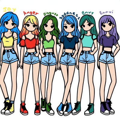 a group of girls wearing crop tops and shorts