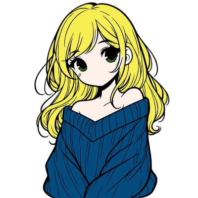 shy pretty girl wearing a sweater that is falling off one shoulder portrait
