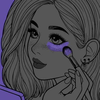 a realistic girl doing her makeup