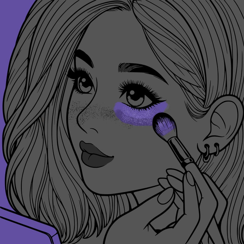 a realistic girl doing her makeup