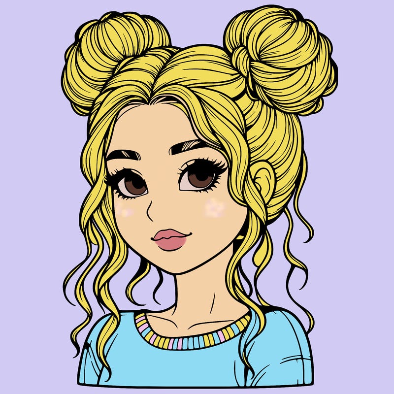 realistic girl with two buns in her hair