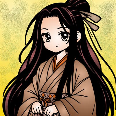 a japanese samurai girl with long black hair