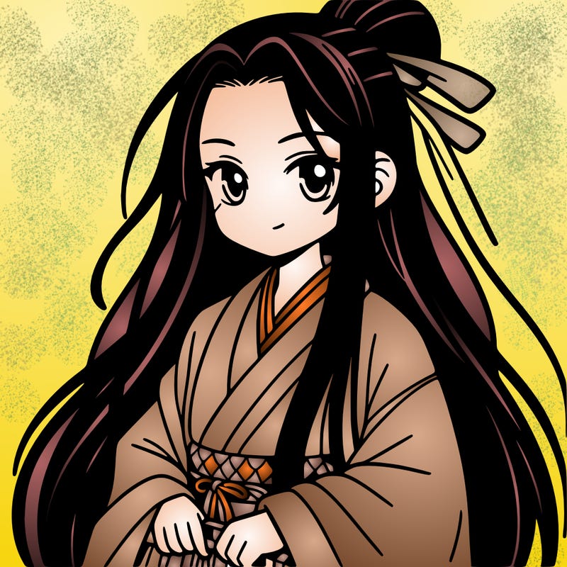 a japanese samurai girl with long black hair