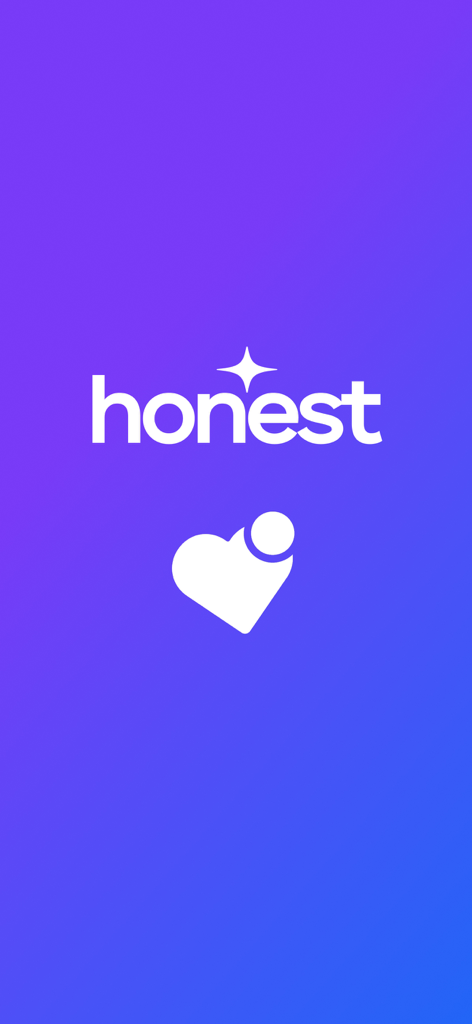 Honest: Couples & Relationship - Honest app logo and heart icon on a purple and blue gradient background