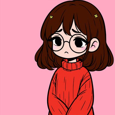 sad girl with glasses in a sweater