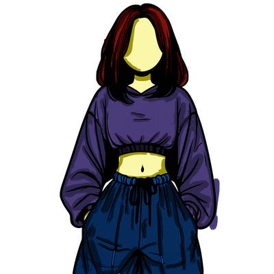realistic girl faceless with baggy pants and a crop top