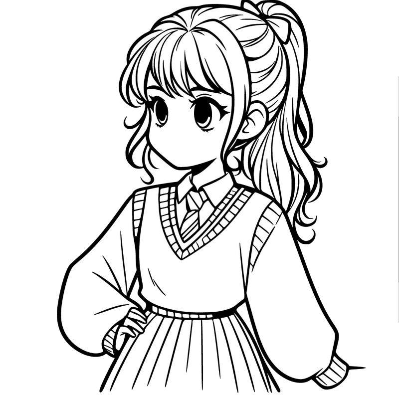 hufflepuff girl student, no glasses, hair in ponytail,