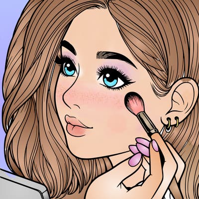 a realistic girl doing her makeup