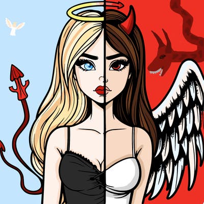 devil vs angel realistic girl