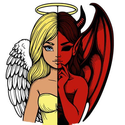 realistic angel half demon