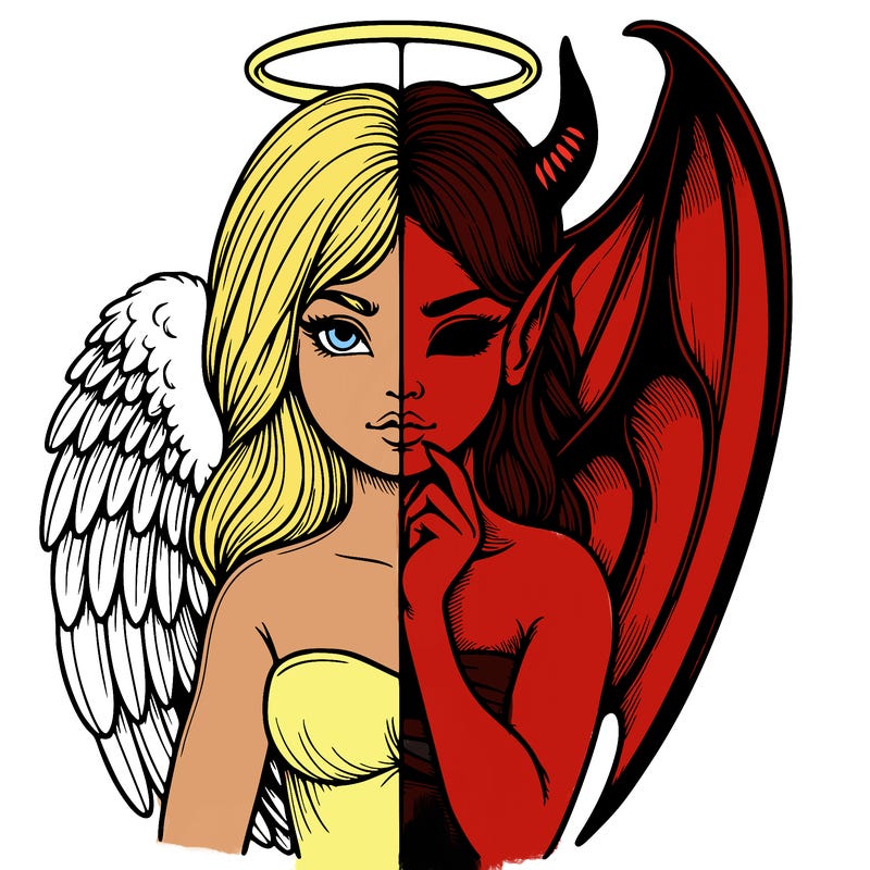 realistic angel half demon