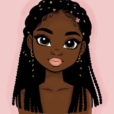 a realistic black girl with braids