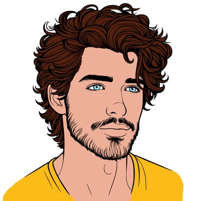realistic man with fluffy hair