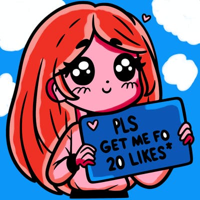 a girl holding up a sight that says pls get me to 20 likes
