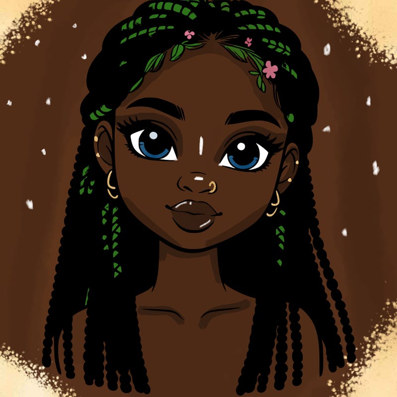 a realistic black girl with braids
