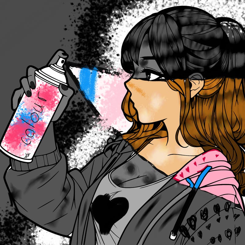 a realistic girl spray, painting