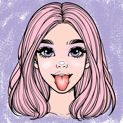 realistic girl with her tongue out