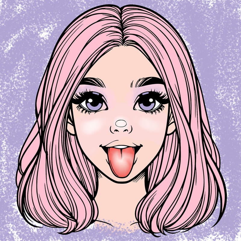 realistic girl with her tongue out