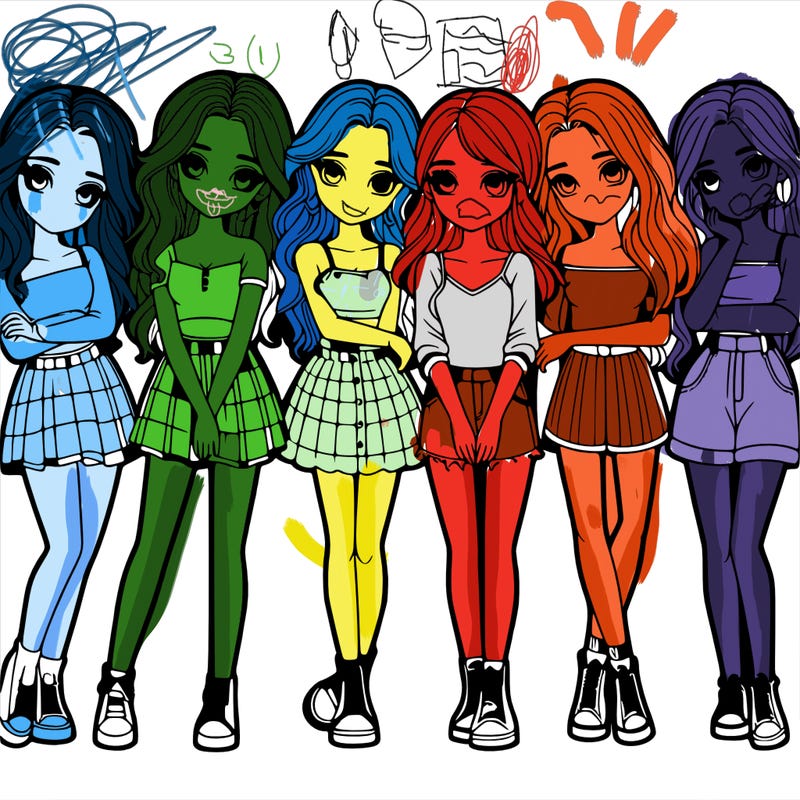 a group of girls realistic