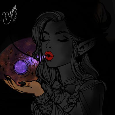 realistic elf casting a spell with lips