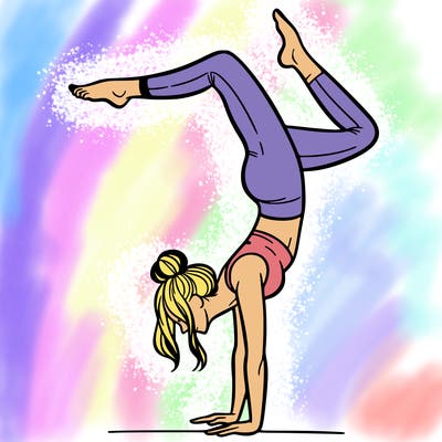 a woman doing a handstand