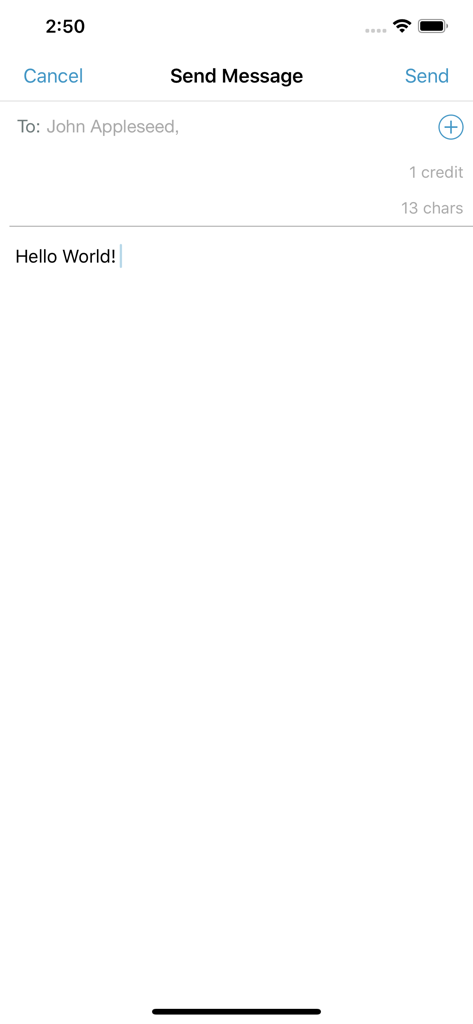 YB Connect - Interface for sending a satellite message in the YB Connect app showing a recipient and message body