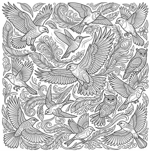 Bird Line Art Patterns