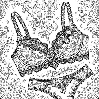 Dive into a world of delicate darkness with this stunning Gothic bralettes coloring page, blending intricate lace with fresh spring blooms. Perfect for those who appreciate detailed designs and a touch of melancholic elegance.