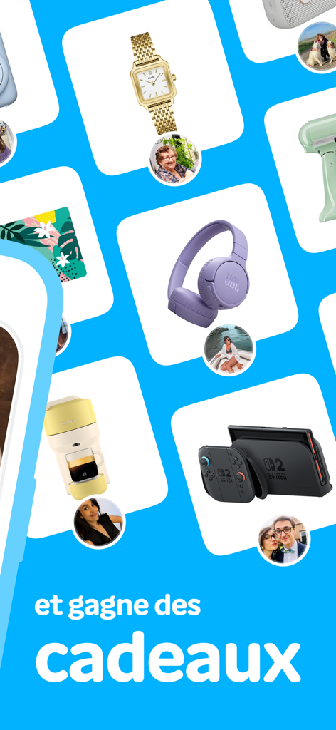A collection of prizes like a Nintendo Switch and headphones that can be won on the Miamworld app