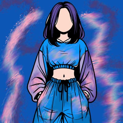 realistic girl faceless with baggy pants and a crop top