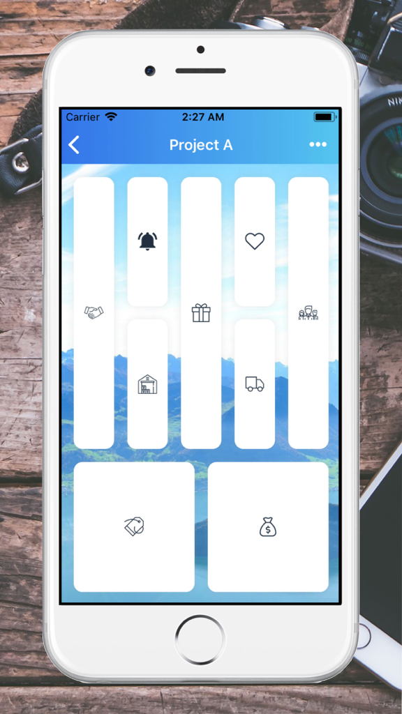 Business Model Canvas 2 - Smartphone screen displaying the visual building blocks of the Business Model Canvas 2 app for project ideation