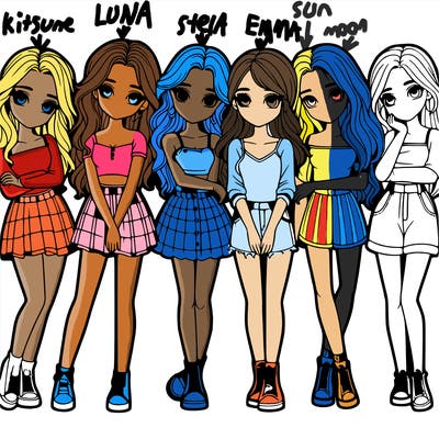 a group of girls realistic