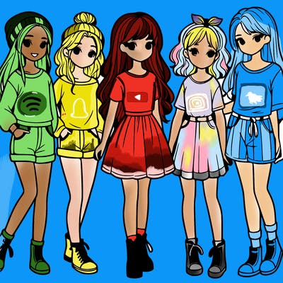 a group of five girls