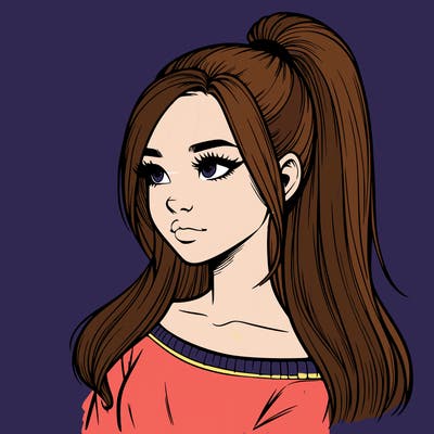 realistic girl with a high ponytail