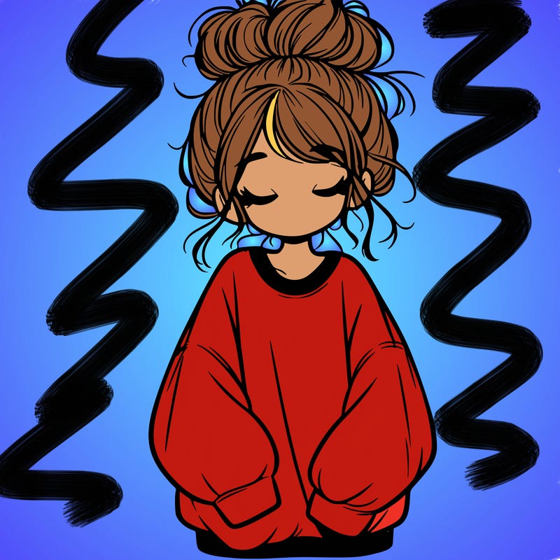 girl with baggy sweatshirt and messy bun