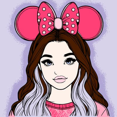 aesthetic realistic girl wearing mickey mouse ears