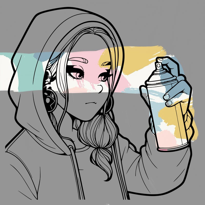 a realistic girl, spray painting