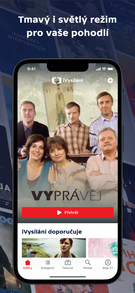 Pantalla de inicio de la aplicación ivysilani con la serie checa vypravej