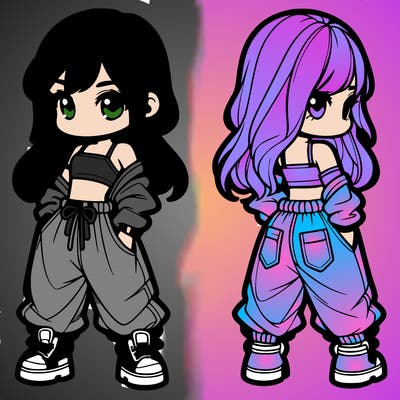 girl in crop top and baggy pants