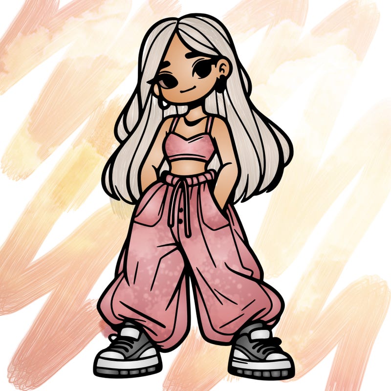 girl in crop top and baggy pants