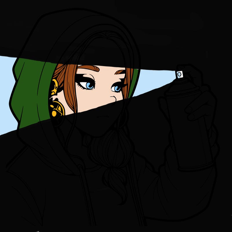 a realistic girl, spray painting