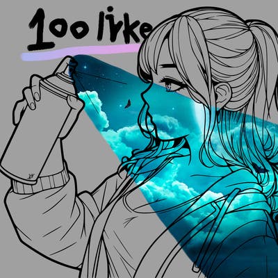 a realistic girl spray, painting