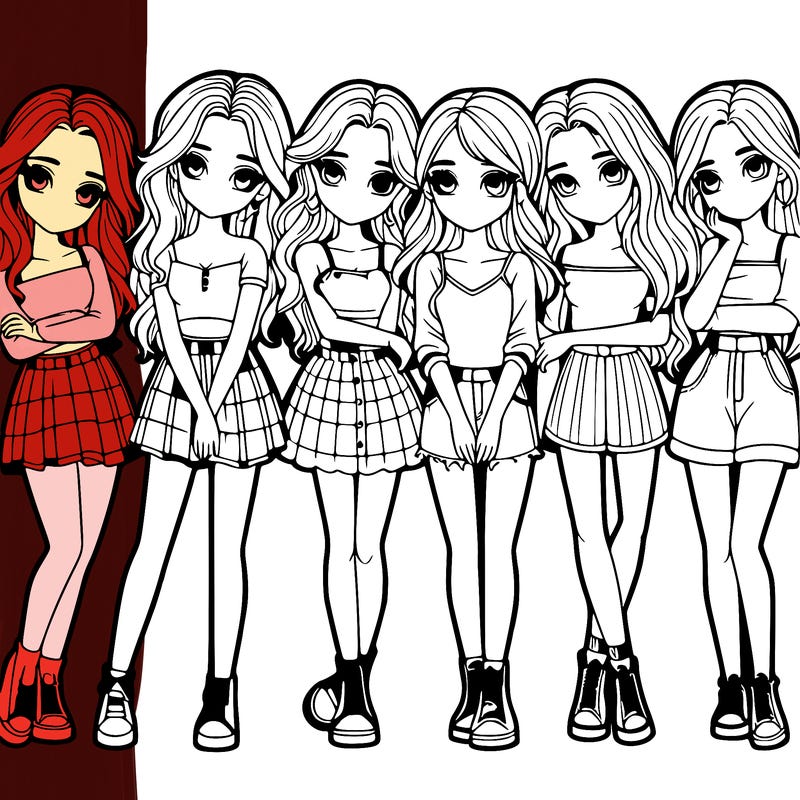 a group of girls realistic